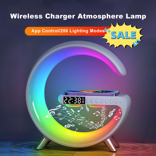 2023 New Intelligent G Shaped LED Lamp Bluetooth Speaker Wireless Charger Atmosphere Lamp App Control For Bedroom Home Decor